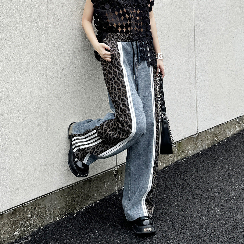 Leopard loose niche design casual pants
