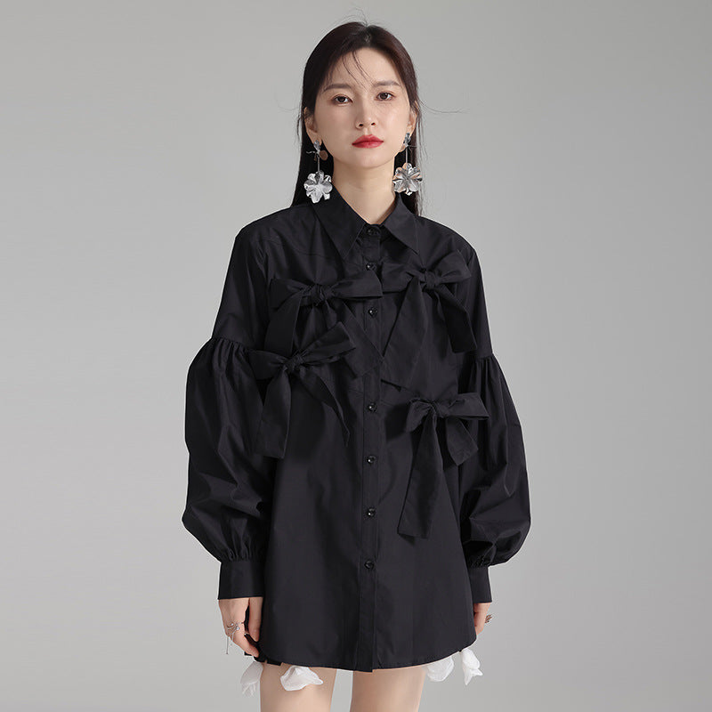 Ribbon design french elegant shirt