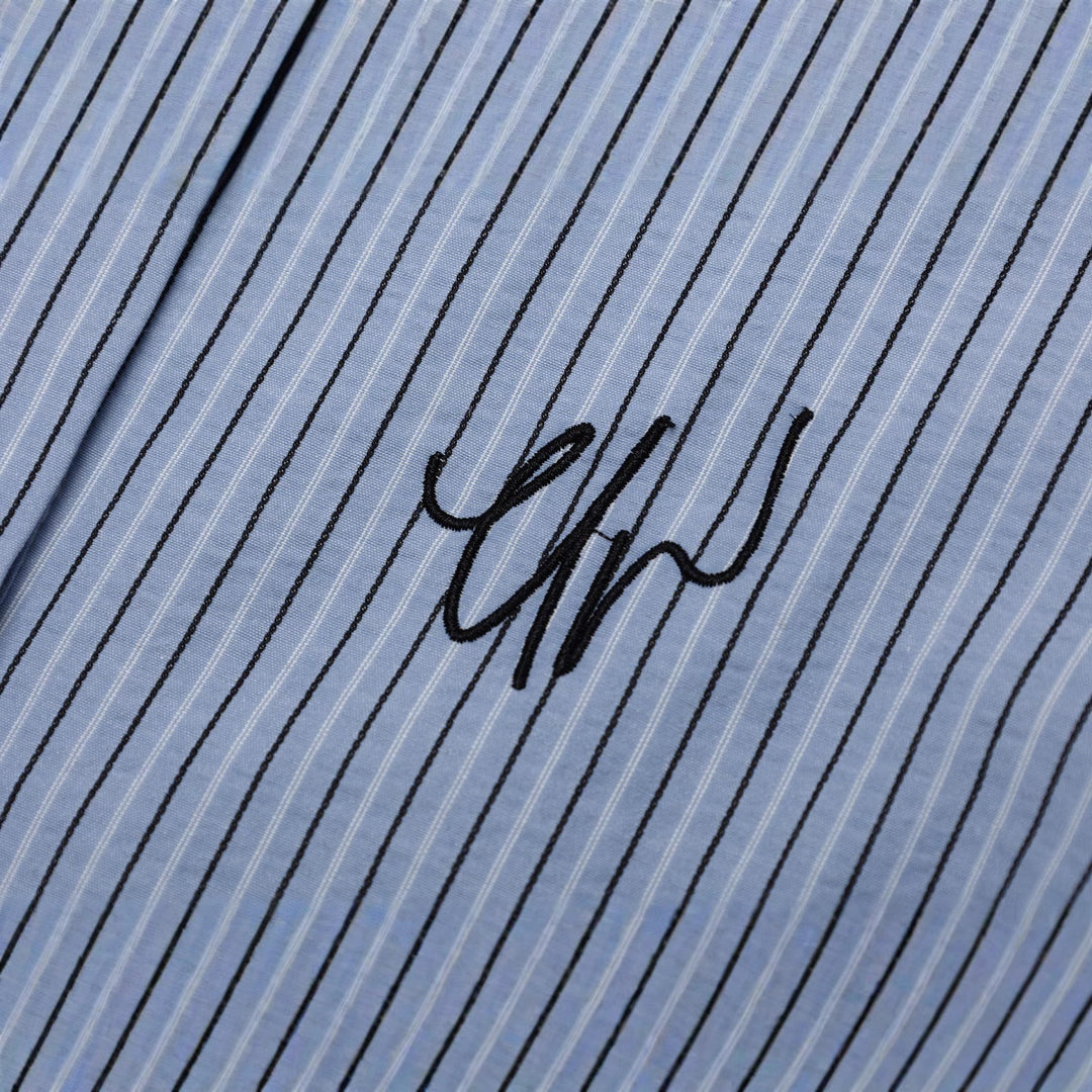 Embroidered Stripe Long Sleeve Shirt