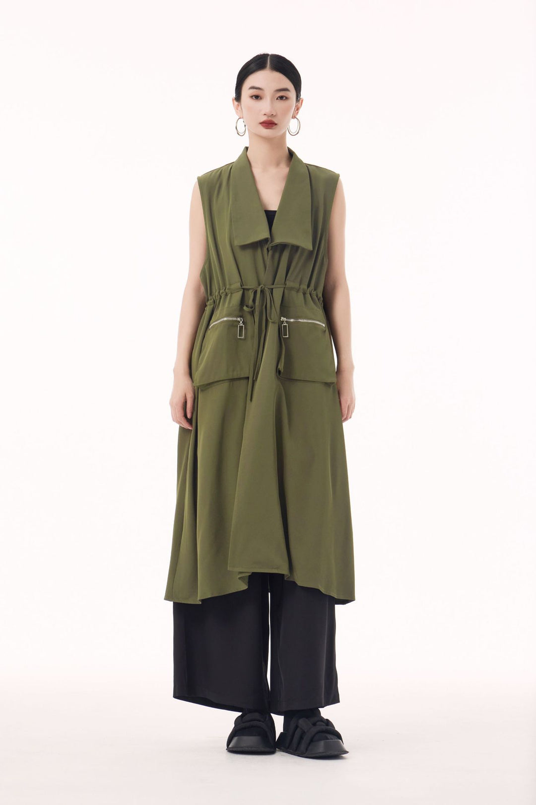 Large pocket sleeveless vest dress