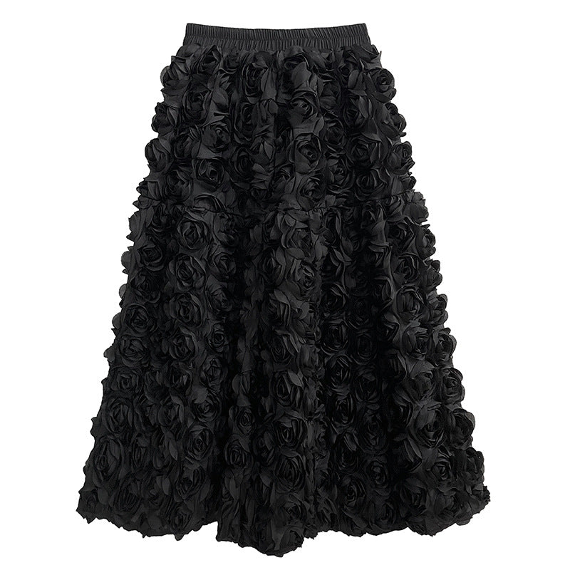 Flower volume A-line skirt