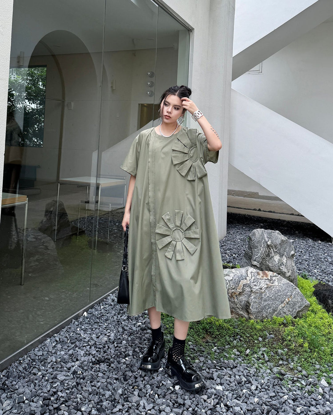 Flower design loose dress