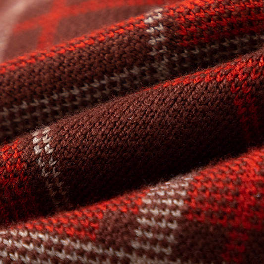 Plaid knitted long skirt