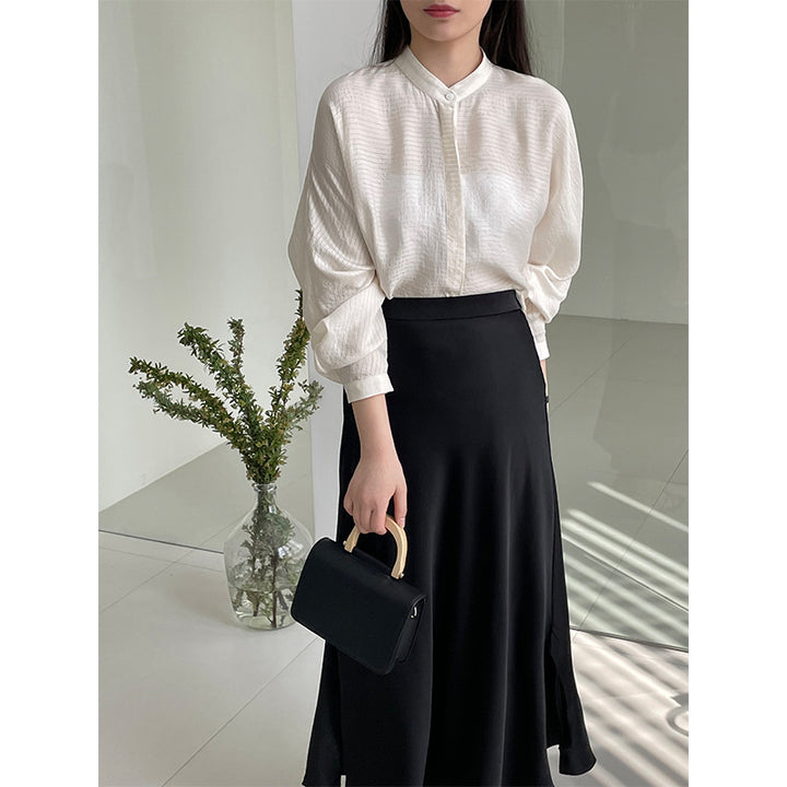 Solid color stand collar shirt