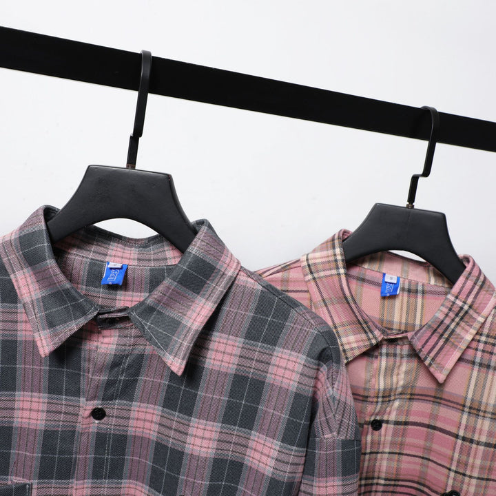 Street trend plaid sleeve detachable shirt