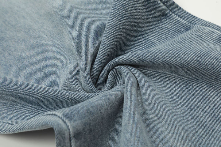 Street Style Plaid Cut Patchwork Straight Jeans