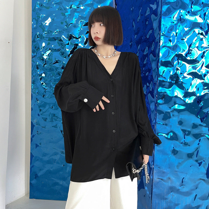 V-neck long-sleeved relax shirt