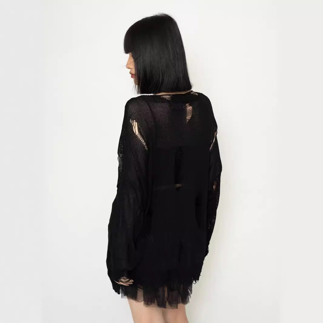 Butterfly Loose Damage V-neck Knit