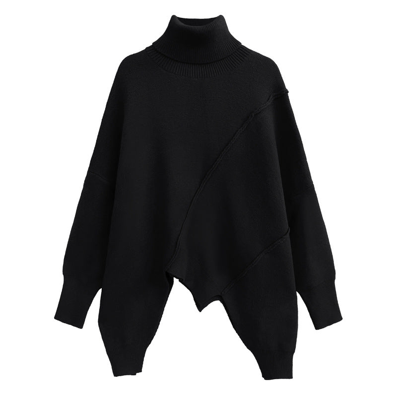 Irregular turtleneck loose pullover sweater