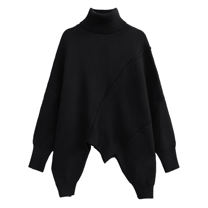 Irregular turtleneck loose pullover sweater