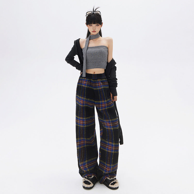 High waist straight wide leg casual pants