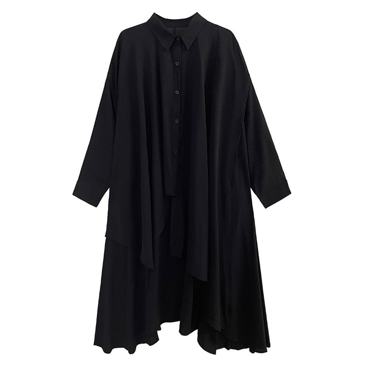 Poncho shirt draped one-piece