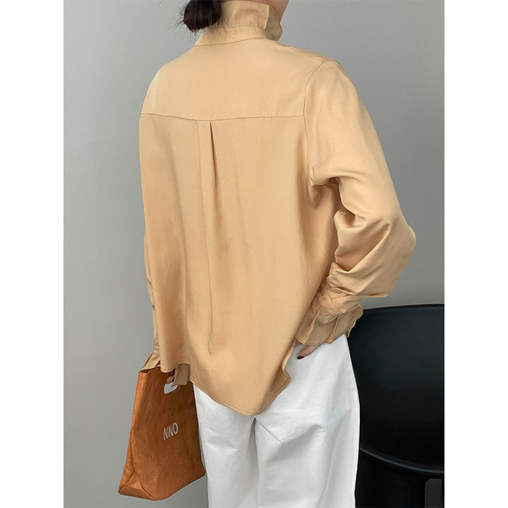 Design row button standing collar shirt