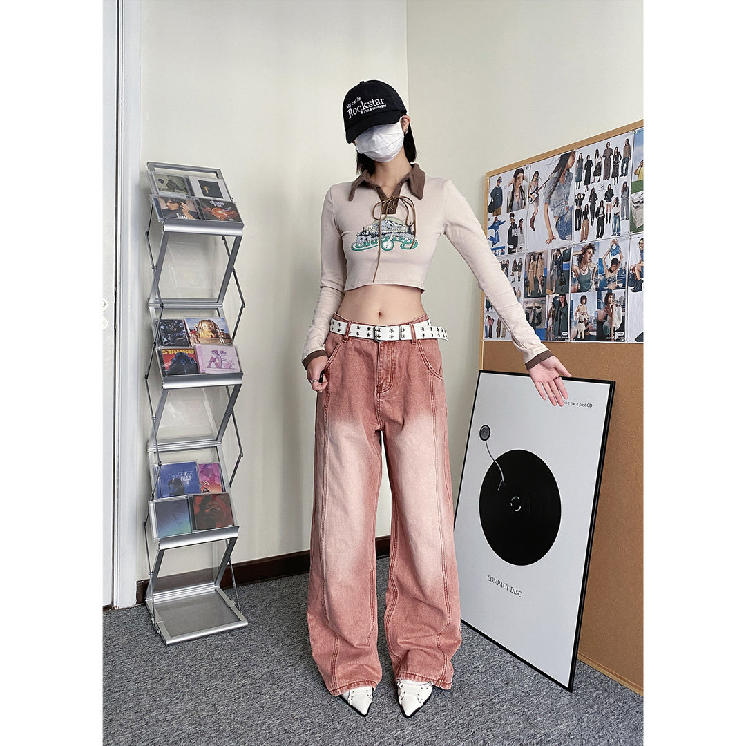 Fit wide-leg high street jeans