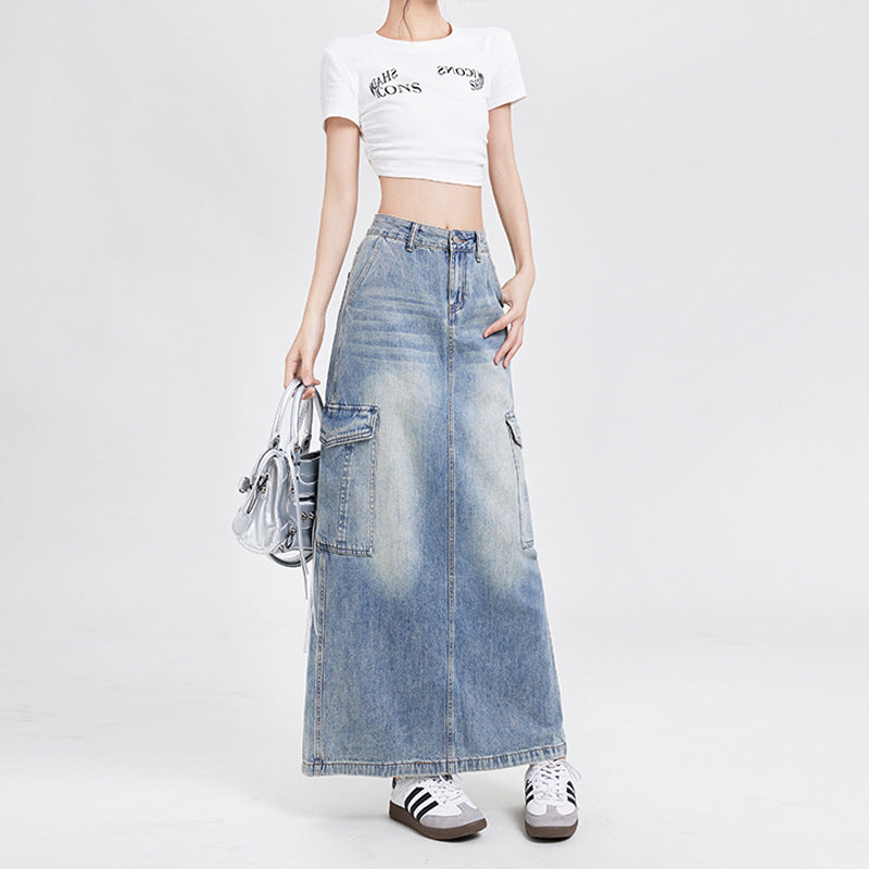 A-line denim skirt