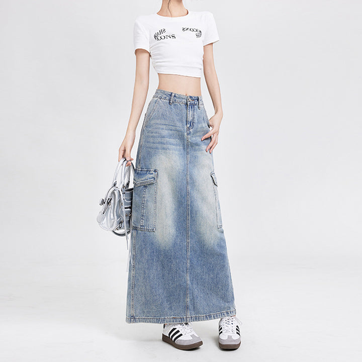 A-line denim skirt