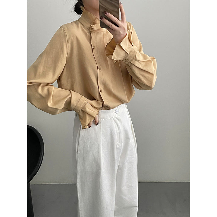 Design row button standing collar shirt