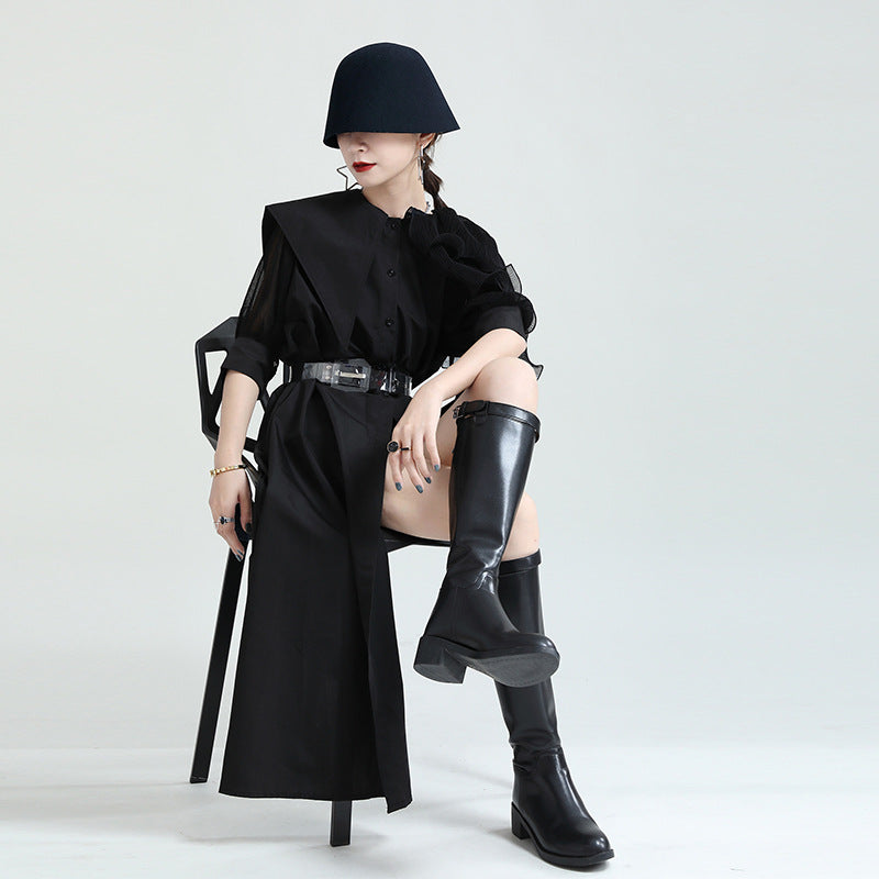 Asymmetry Organdie Short Sleeve Shirt