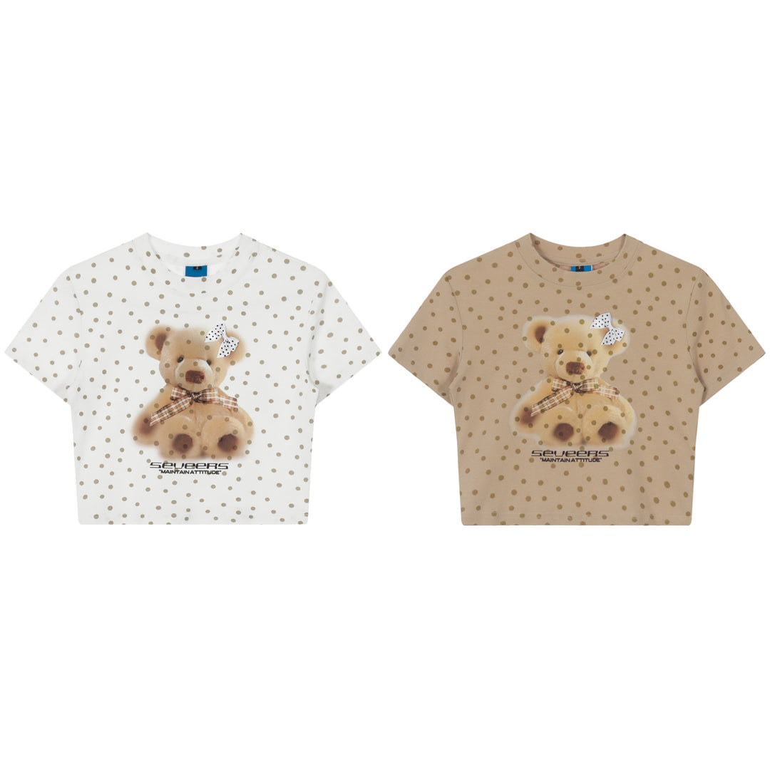 Dot Pattern Print Bear Short Sleeve T-shirt