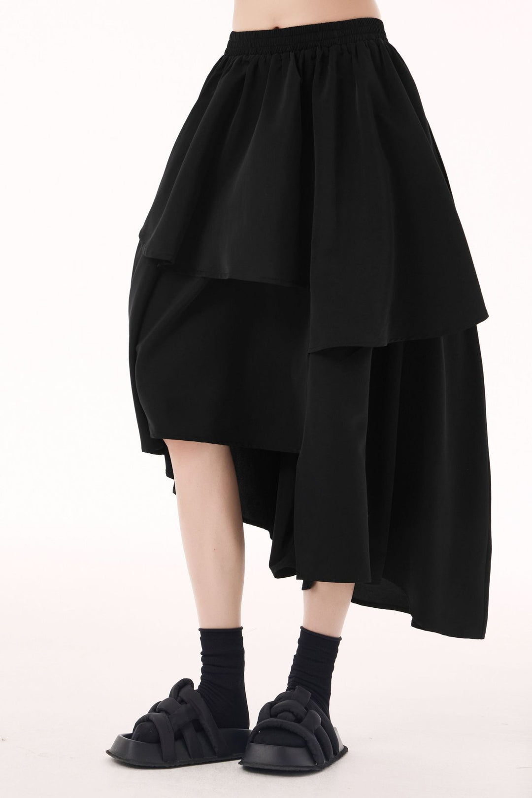 Asymmetrical layer midi skirt