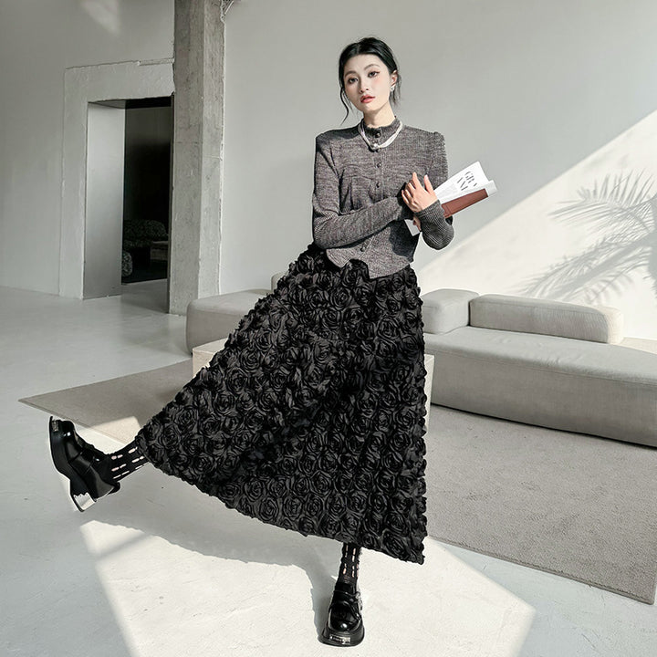 Flower volume A-line skirt