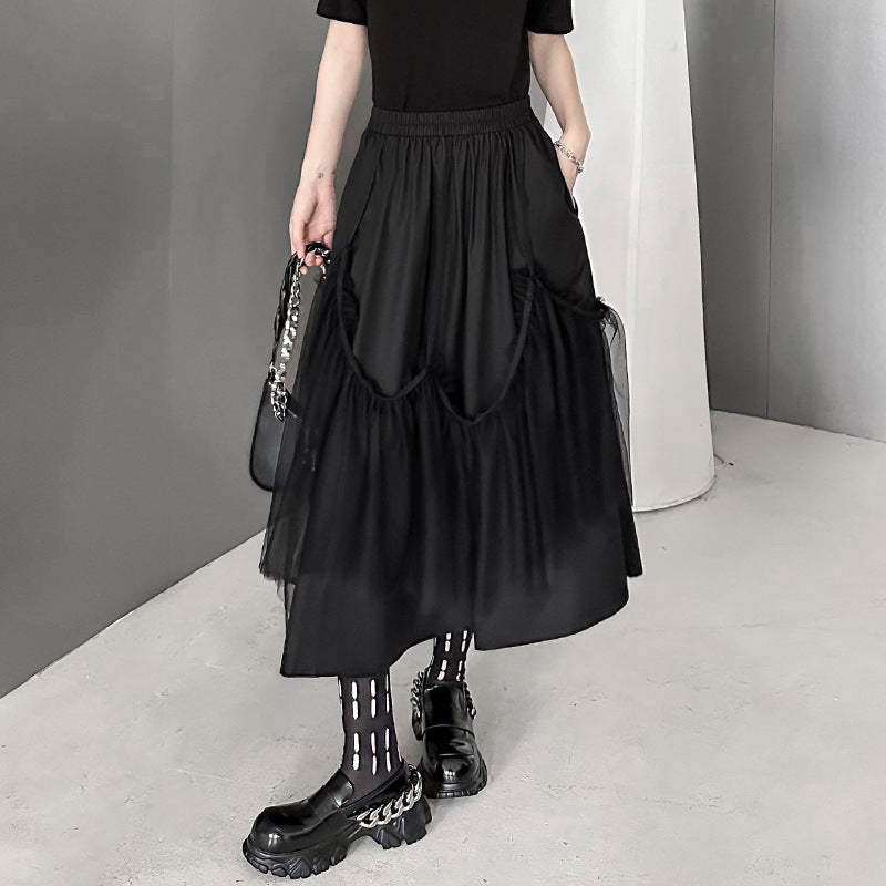 Suspender tulle flare skirt