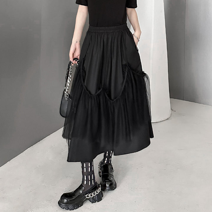 Suspender tulle flare skirt