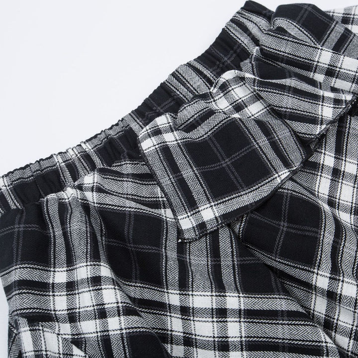 Asymmetry Check Mini Skirt
