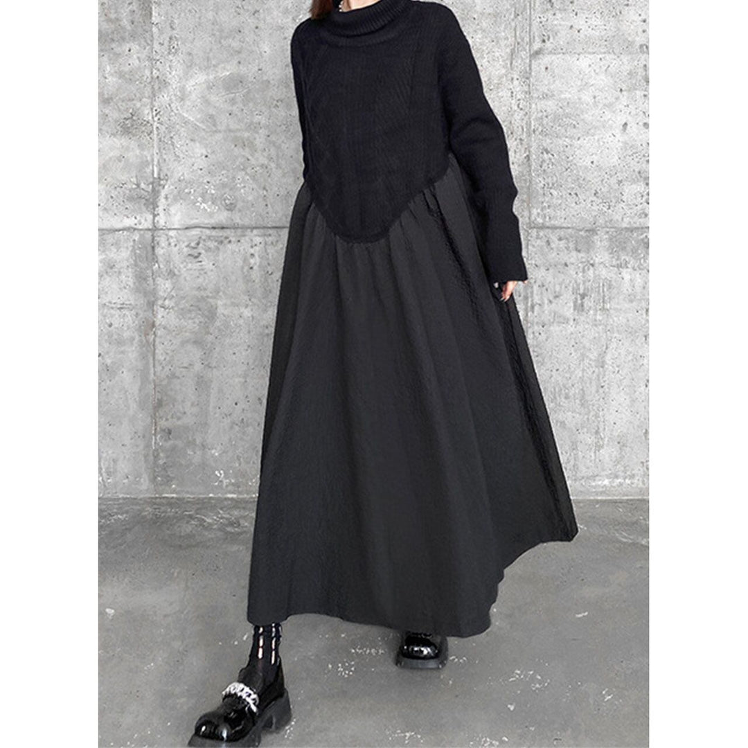 Knit Switching A-line Onepiece