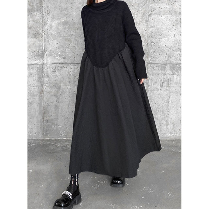 Knit Switching A-line Onepiece