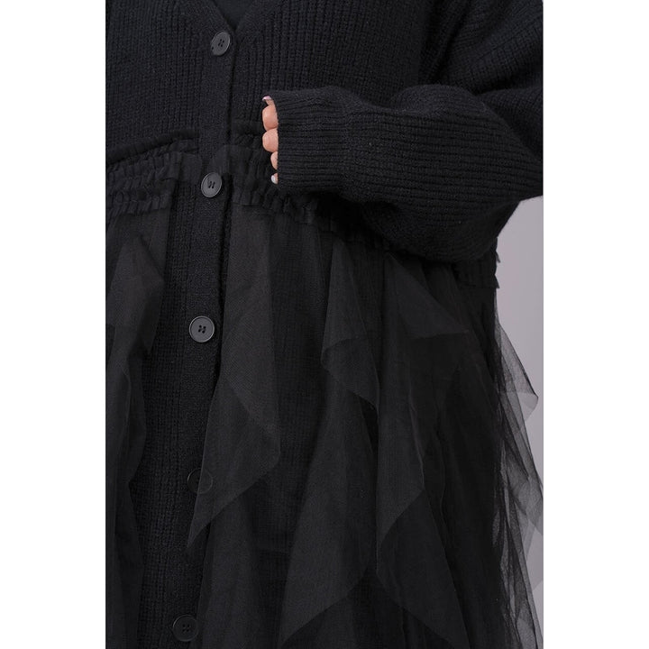 Ruffle Tulle Long Cardigan
