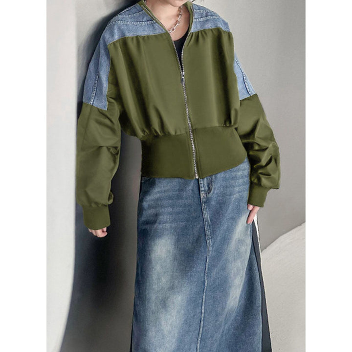 Denim Switching Waist Rib Jacket