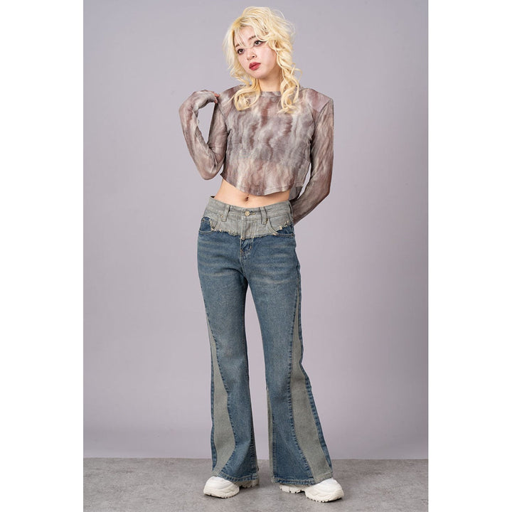 Bicolor Switching Denim Jeans