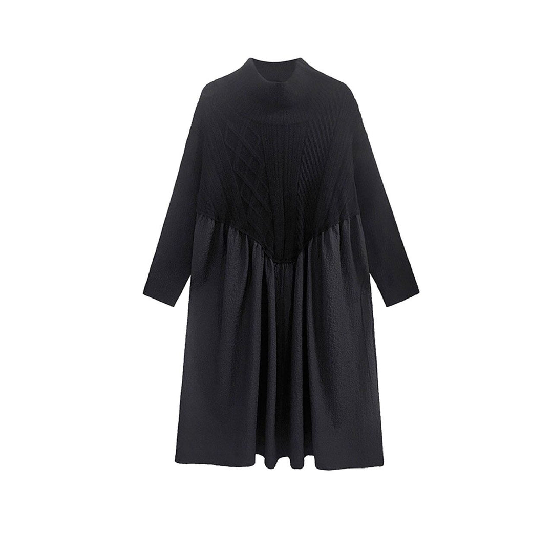 Knit Switching A-line Onepiece