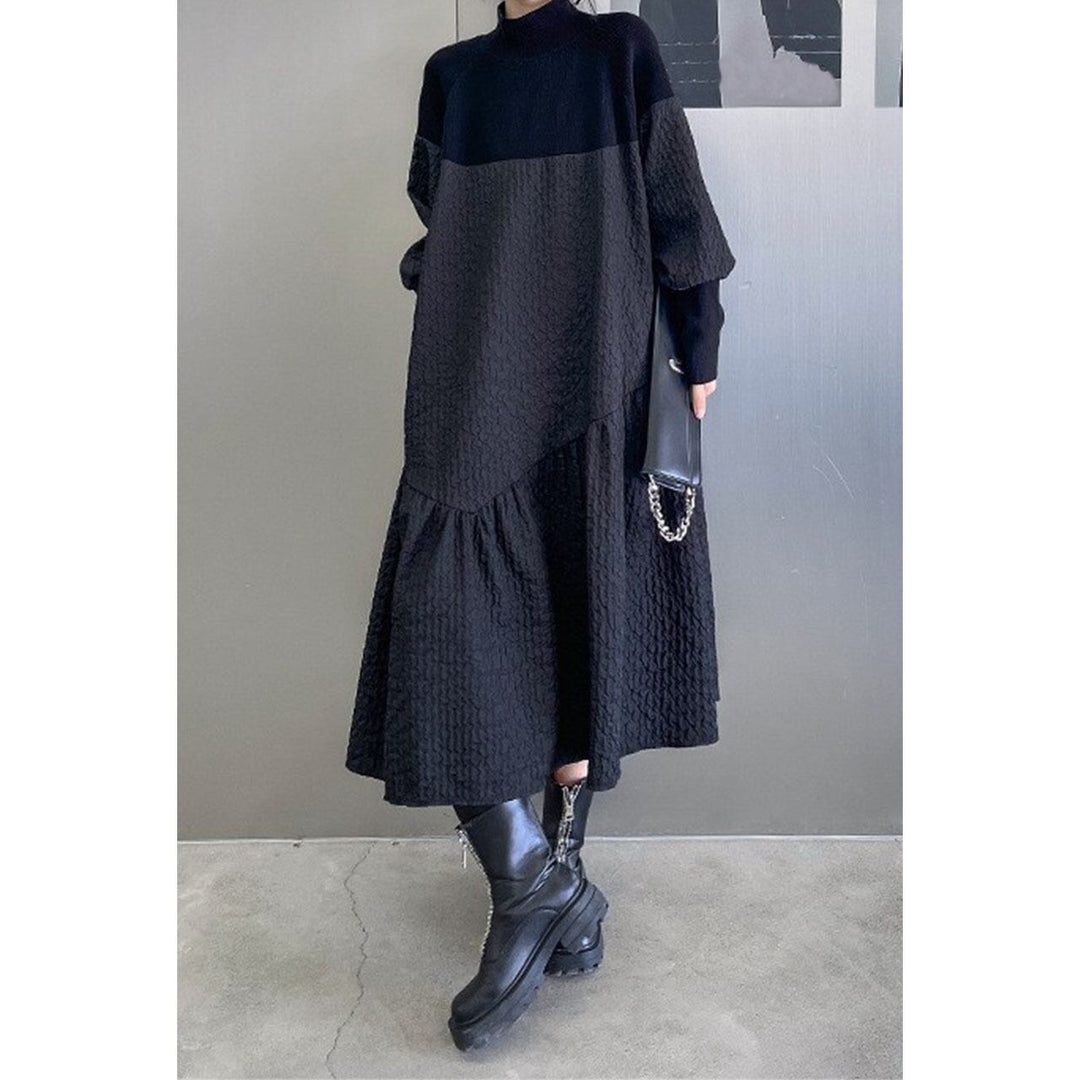 Knit Switching Tiered Onepiece