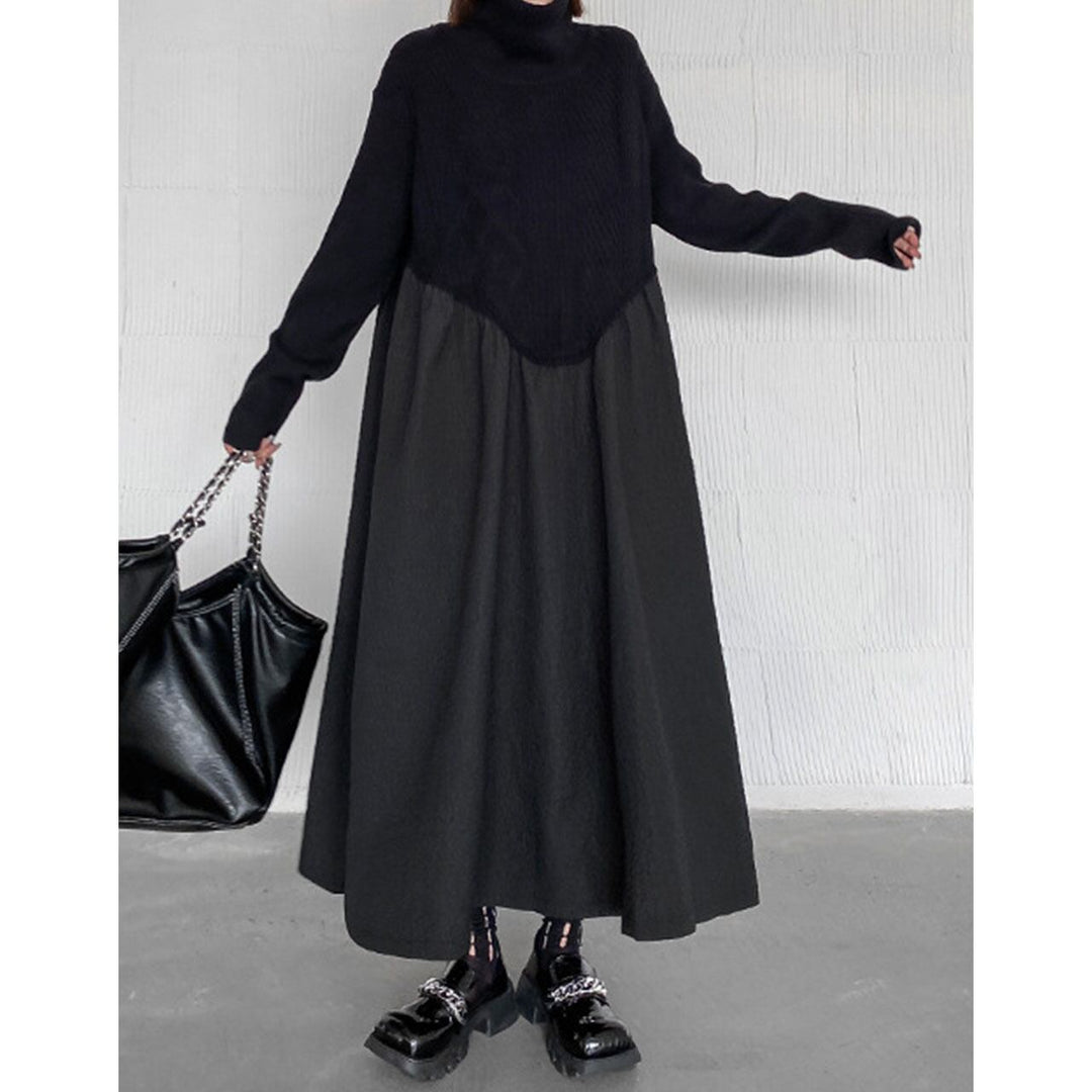 Knit Switching A-line Onepiece