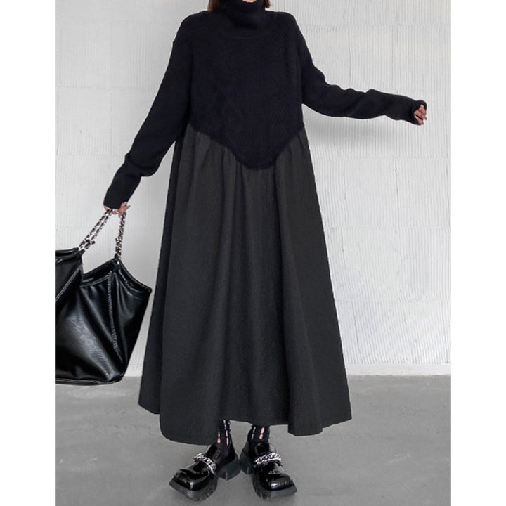 Knit Switching A-line Onepiece