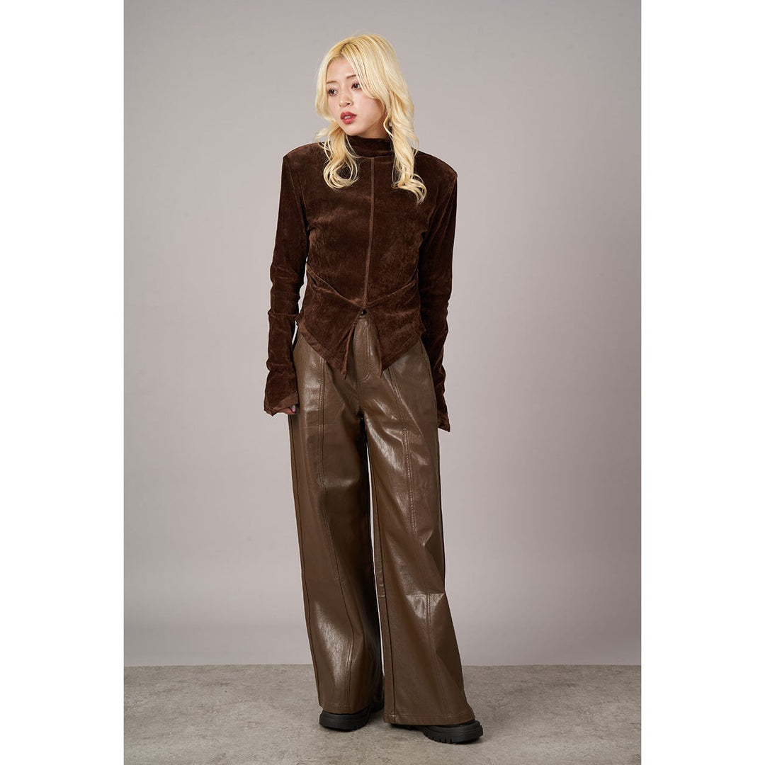 Center Seam PU Leather Wide Pants
