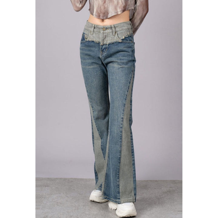Bicolor Switching Denim Jeans