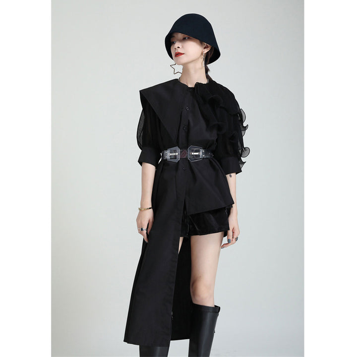 Asymmetry Organdie Short Sleeve Shirt