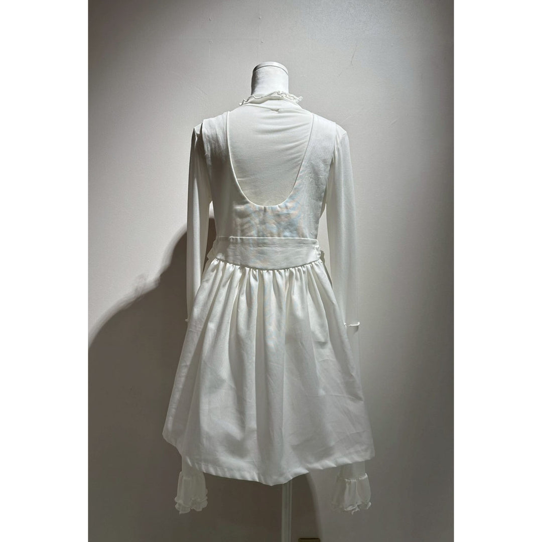 Front ribbon sleeveless onepiece (Beige Check) ¥8,980 / ¥9,480