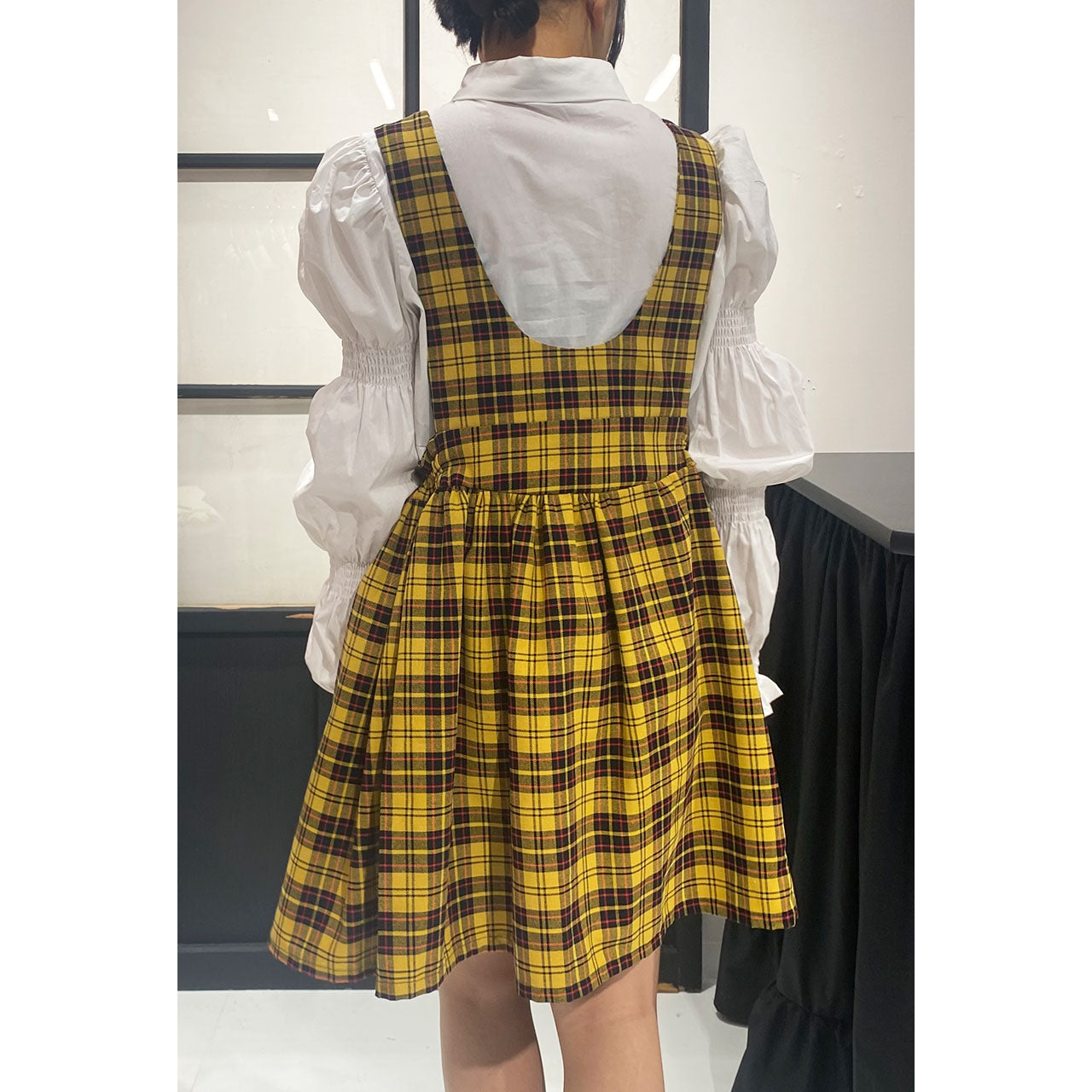 美品✨【ランバン】ひざ丈ワンピース　フロントポケット　ツイードワンピース　38 洗える】ライトサテン ワンピース （ロング・マキシ丈ワンピース