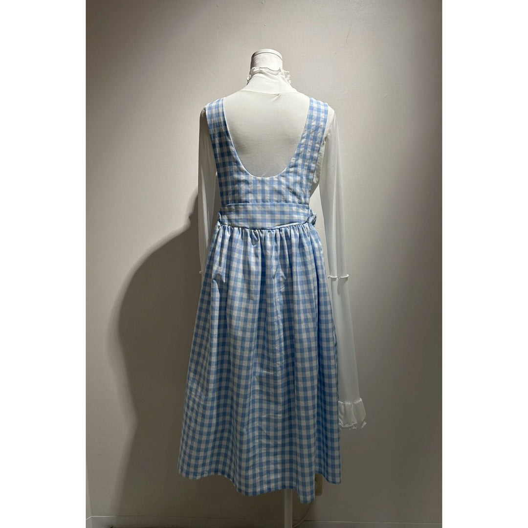 Front ribbon sleeveless onepiece (Gingham Light Blue)  ¥8,980 / ¥9,480