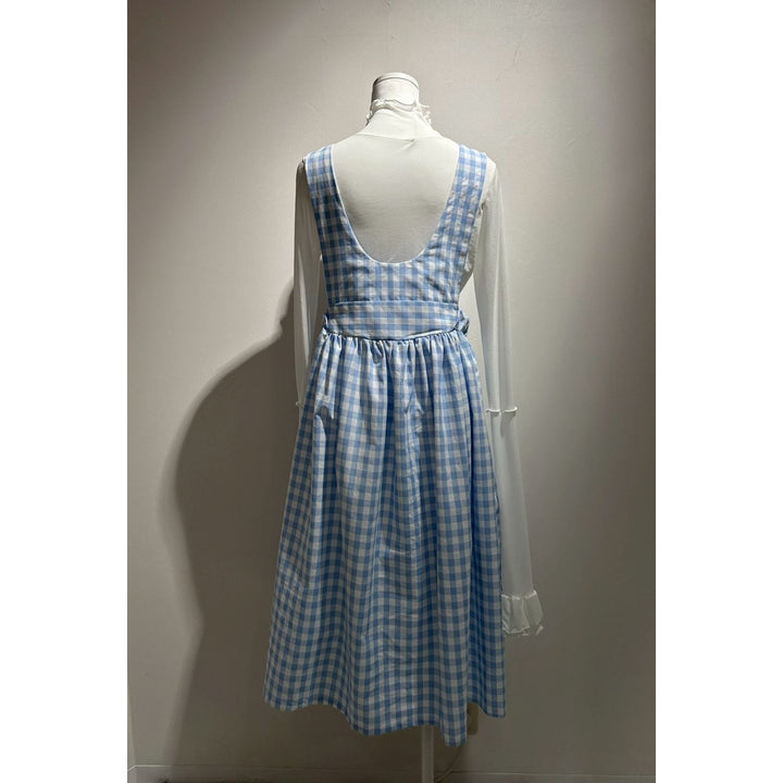 Front ribbon sleeveless onepiece (Gingham Light Blue)  ¥8,980 / ¥9,480
