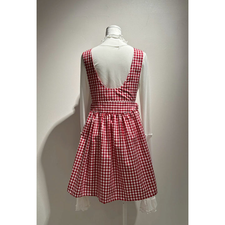 Front ribbon sleeveless onepiece (Gingham Red)  ¥8,980 / ¥9,480
