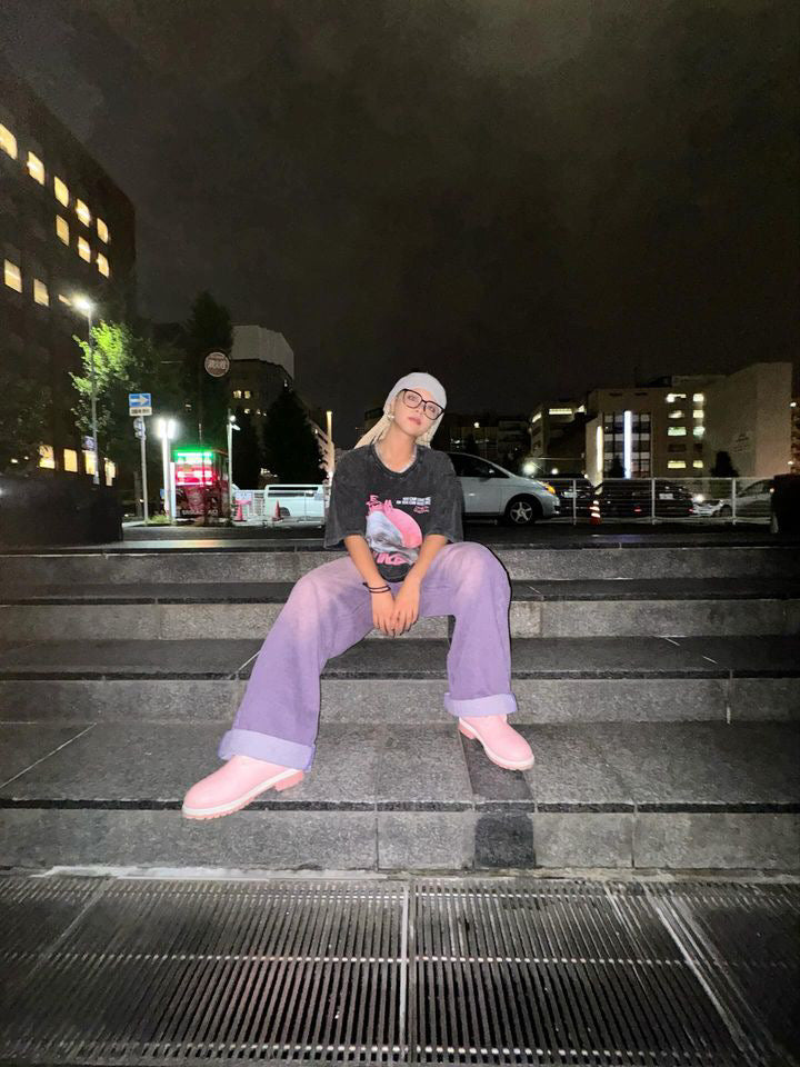 [ying.yansamurai] Carmour denim retro color wide-leg pants
