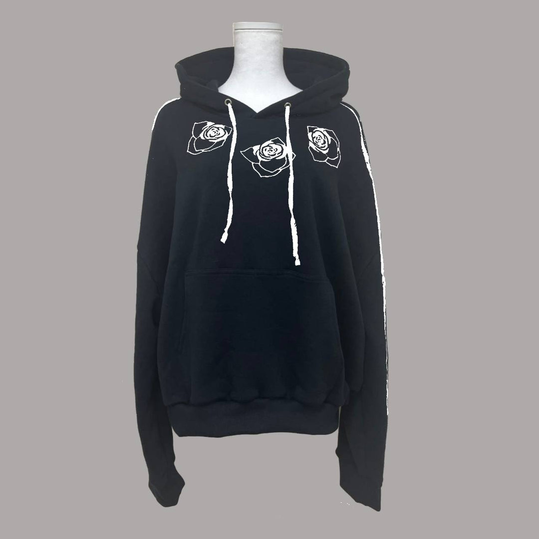 ୨୧1週間限定10％OFF୨୧ [ yy0904._] 緩苺 - Rose Embroidered Hoodie for Men