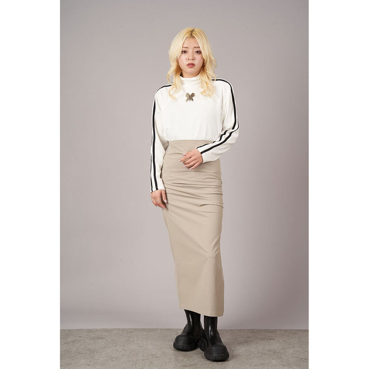 [¥0] Side Tuck Slit Tight Skirt