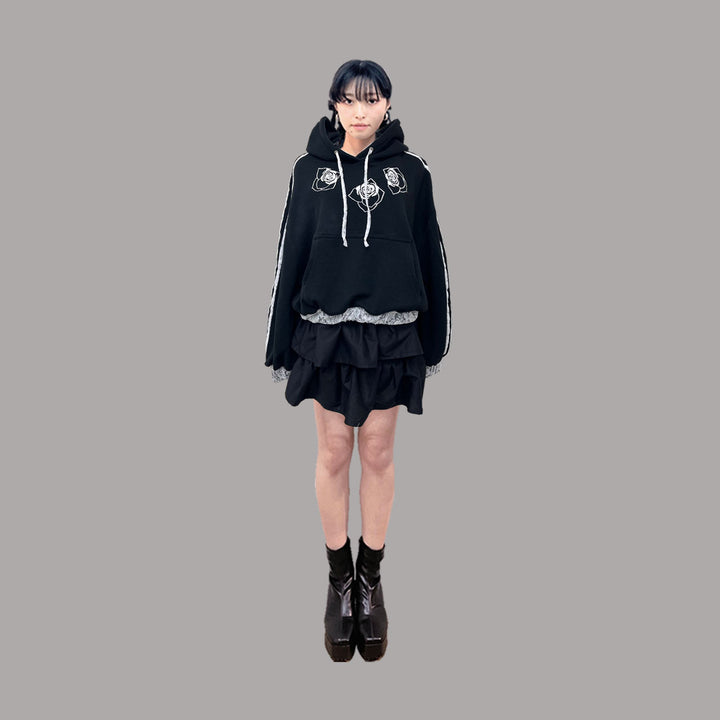 ୨୧1週間限定10％OFF୨୧ [ yy0904._] 緩苺 - Rose Embroidered Hoodie