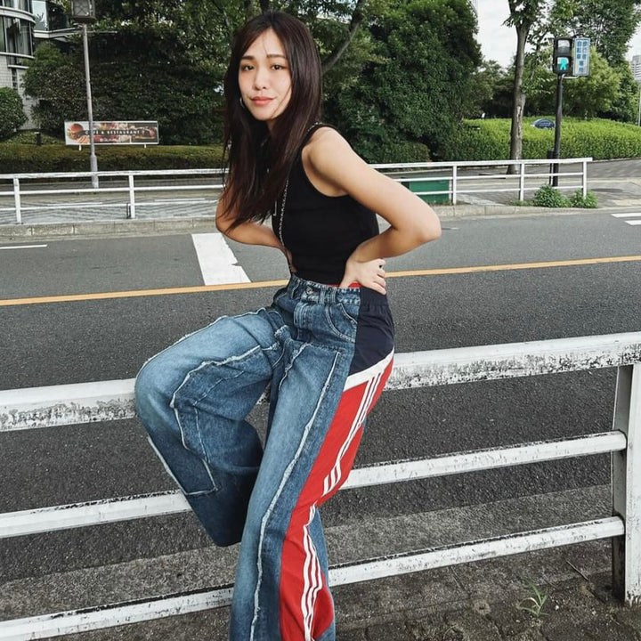 [maaarina0806] Street color patchwork loose jeans